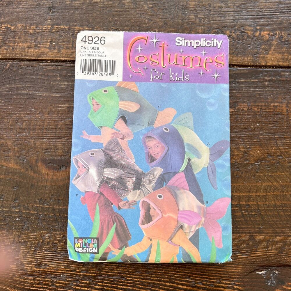 Simplicity #4926 Fish Head Costume Sewing Pattern by Longia Miller UNCUT